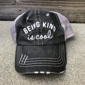 MEGA CAP BEING KIND IS COOL Trucker Hat Unisex Grey Adjustable Cap Baseball‌